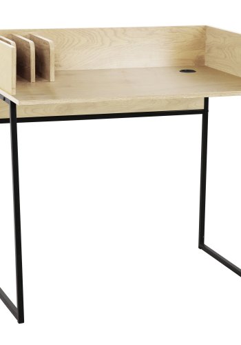 NORDLYS Benton skrivebord, m. opbevaring - beige tr og sort metal (90x48)