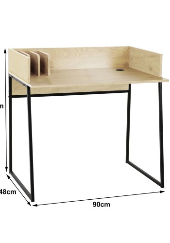 NORDLYS Benton skrivebord, m. opbevaring - beige tr og sort metal (90x48)