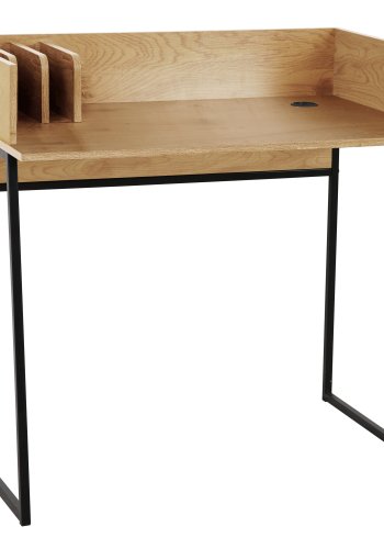 NORDLYS Benton skrivebord, m. opbevaring - brun tr og sort metal (90x48)