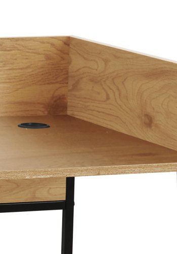 NORDLYS Benton skrivebord, m. opbevaring - brun tr og sort metal (90x48)