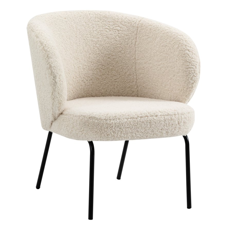 NORDLYS Bergen lnestol - hvid uld og sort metal