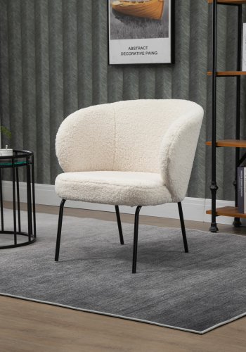 NORDLYS Bergen lnestol - hvid uld og sort metal