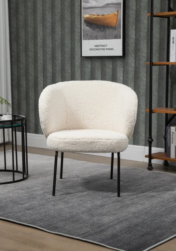 NORDLYS Bergen lnestol - hvid uld og sort metal