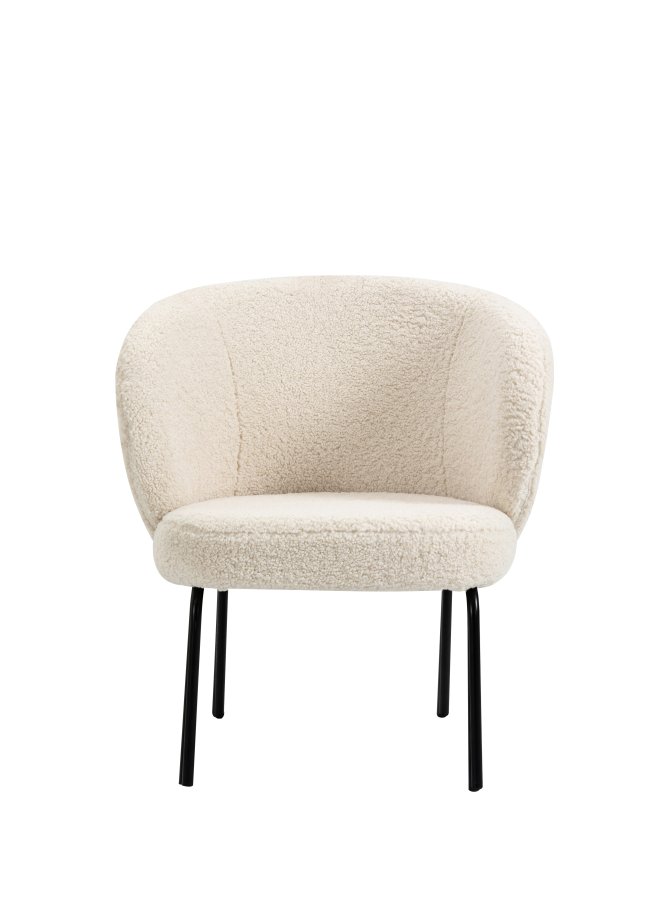 NORDLYS Bergen lnestol - hvid uld og sort metal