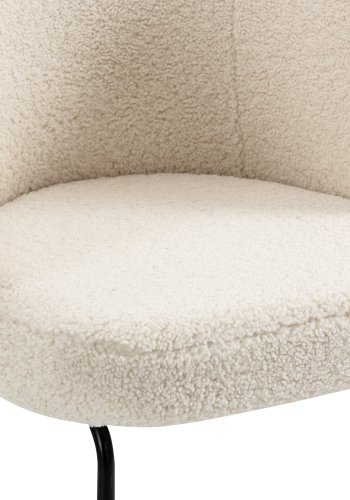 NORDLYS Bergen lnestol - hvid uld og sort metal