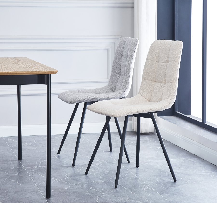 NORDLYS Bjrn spisebordsstol - beige stof og sort metal