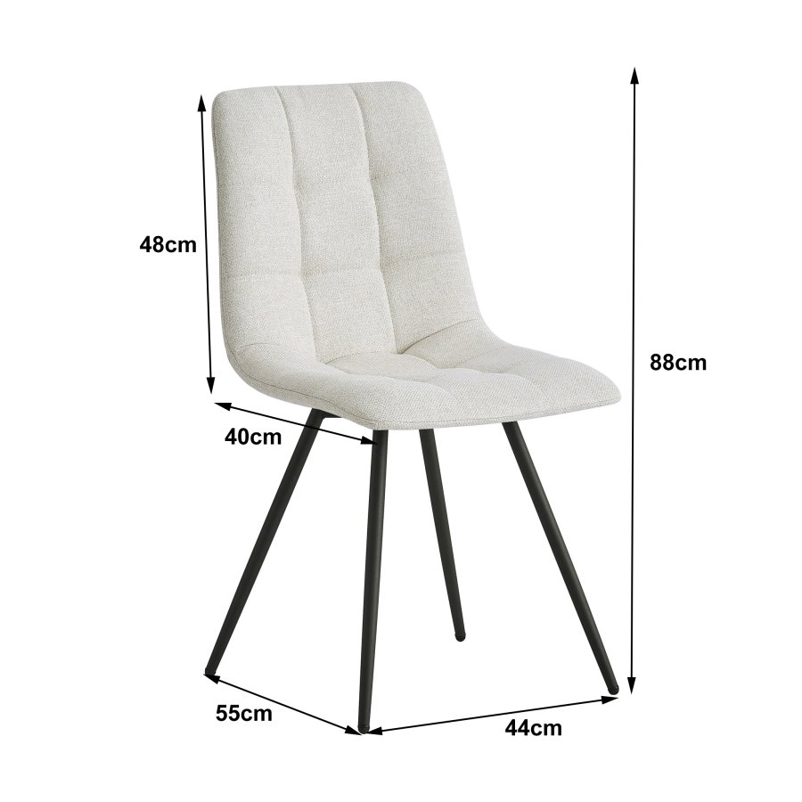 NORDLYS Bjrn spisebordsstol - beige stof og sort metal