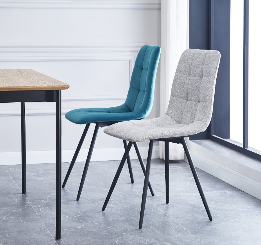 NORDLYS Bjrn spisebordsstol - gr stof og sort metal