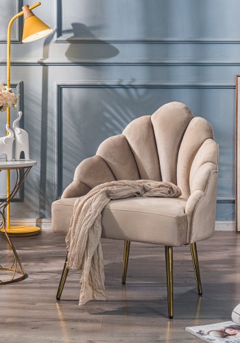 NORDLYS Bolge lnestol - beige fljl og metal