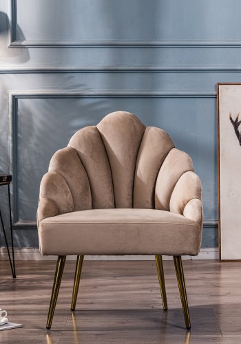 NORDLYS Bolge lnestol - beige fljl og metal