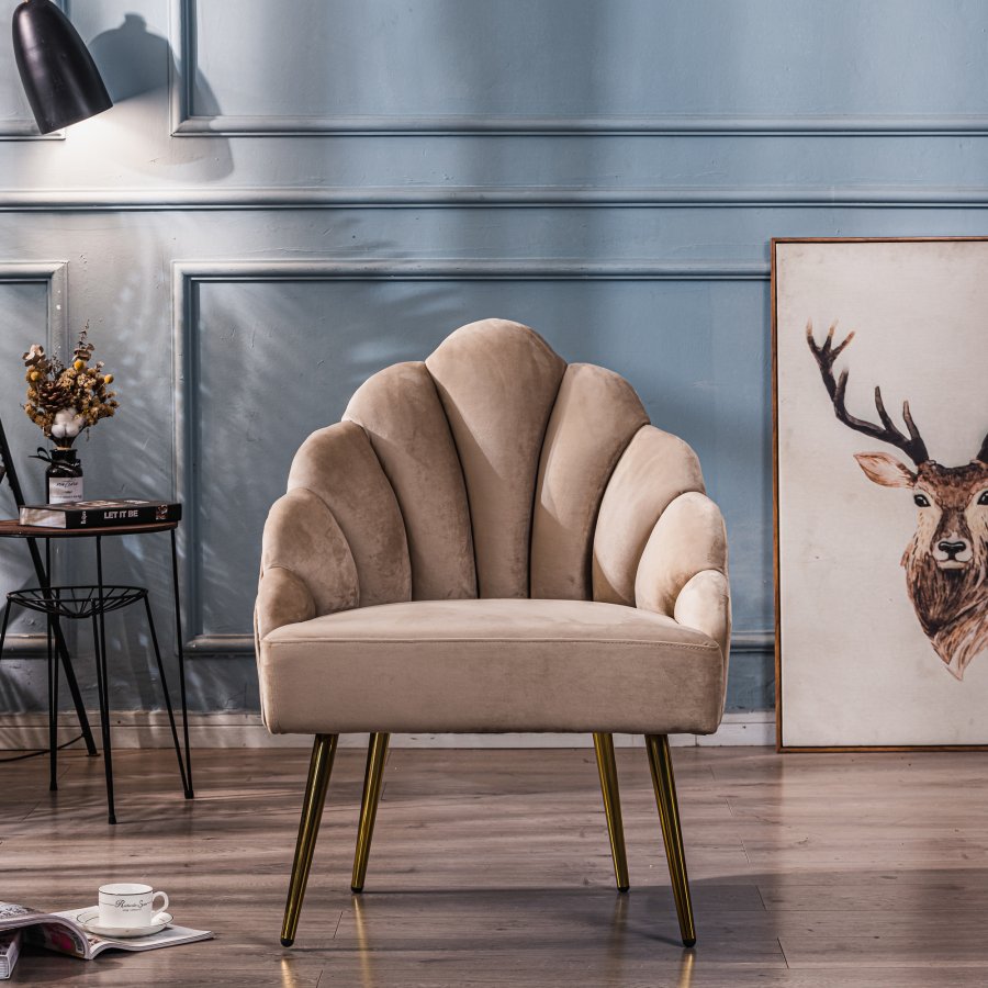 NORDLYS Bolge lnestol - beige fljl og metal