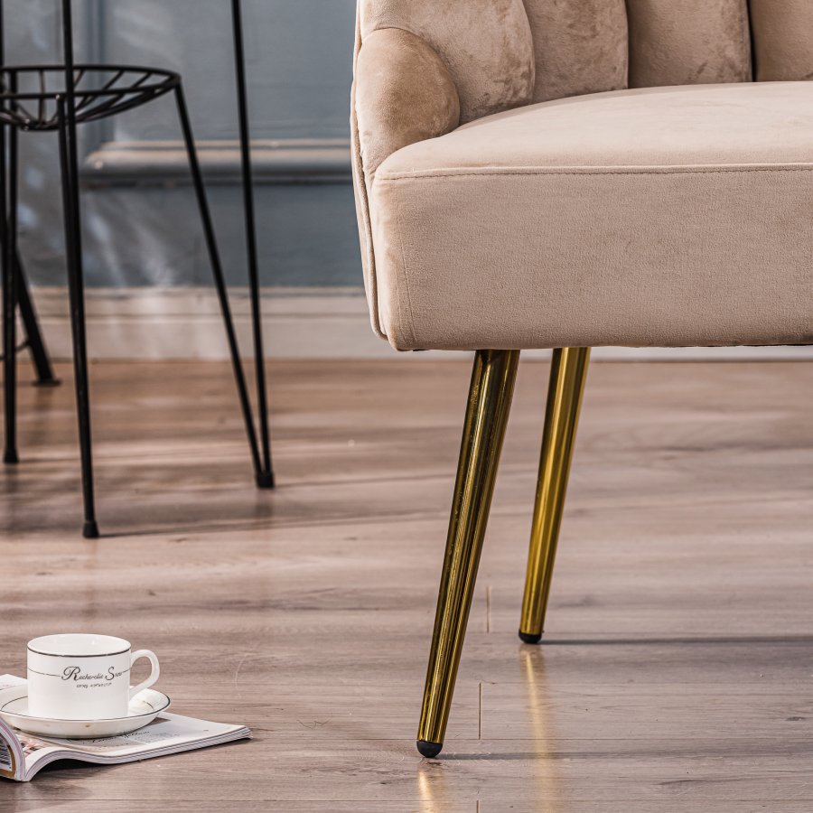 NORDLYS Bolge lnestol - beige fljl og metal