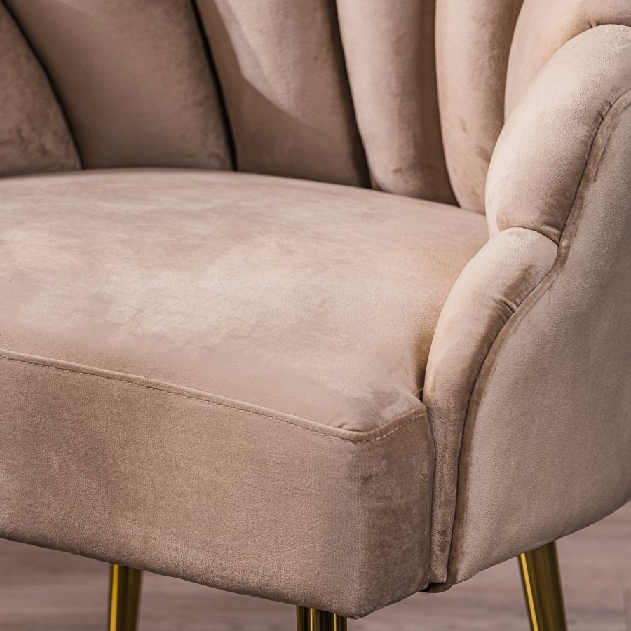 NORDLYS Bolge lnestol - beige fljl og metal