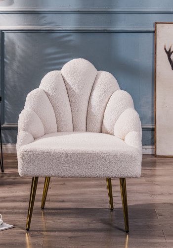 NORDLYS Bolge lnestol - hvid uld og metal