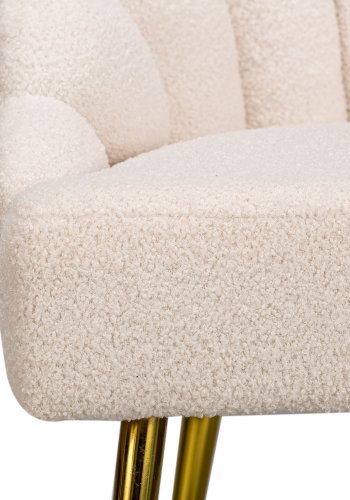 NORDLYS Bolge lnestol - hvid uld og metal