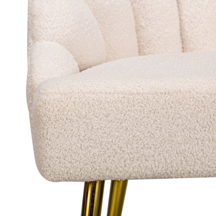 NORDLYS Bolge lnestol - hvid uld og metal