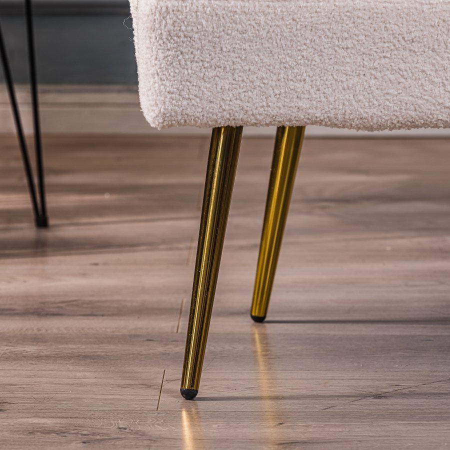 NORDLYS Bolge lnestol - hvid uld og metal