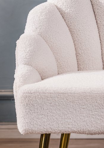 NORDLYS Bolge lnestol - hvid uld og metal