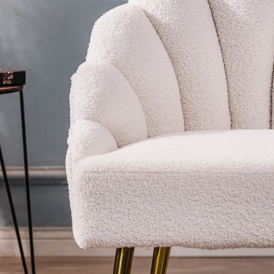 NORDLYS Bolge lnestol - hvid uld og metal