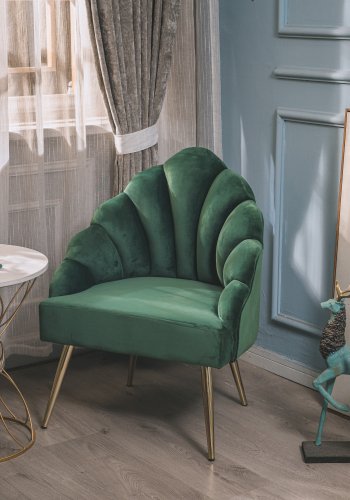 NORDLYS Bolge lnestol - grn fljl og metal