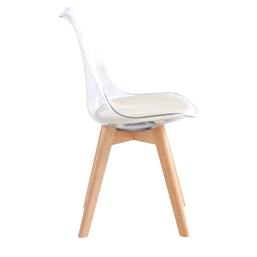 NORDLYS Carmen spisebordsstol - klar plast, beige kunstlder og natur bg