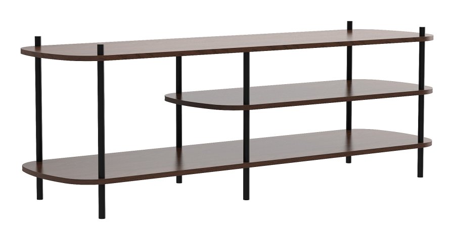 NORDLYS Coleman TV-bord, m. 2 hylder - brun tr og sort metal (140x40)