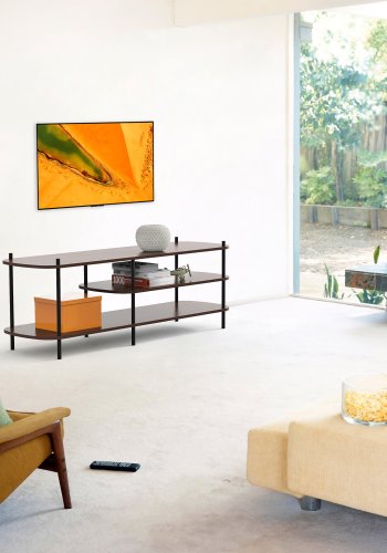 NORDLYS Coleman TV-bord, m. 2 hylder - brun tr og sort metal (140x40)