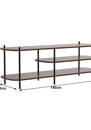 NORDLYS Coleman TV-bord, m. 2 hylder - brun tr og sort metal (140x40)