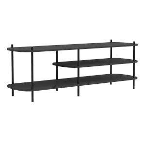 NORDLYS Coleman TV-bord, m. 2 hylder - sort tr og sort metal (140x40)