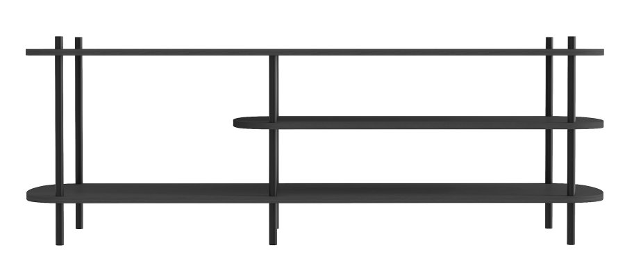 NORDLYS Coleman TV-bord, m. 2 hylder - sort tr og sort metal (140x40)