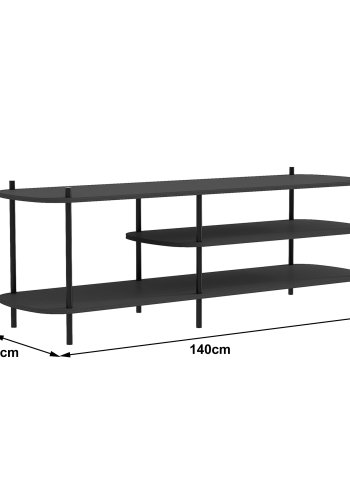NORDLYS Coleman TV-bord, m. 2 hylder - sort tr og sort metal (140x40)