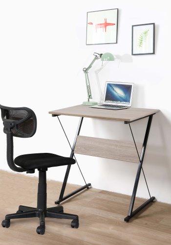 NORDLYS Detroit skrivebord, rektangulr - brun tr og sort metal (70x48)
