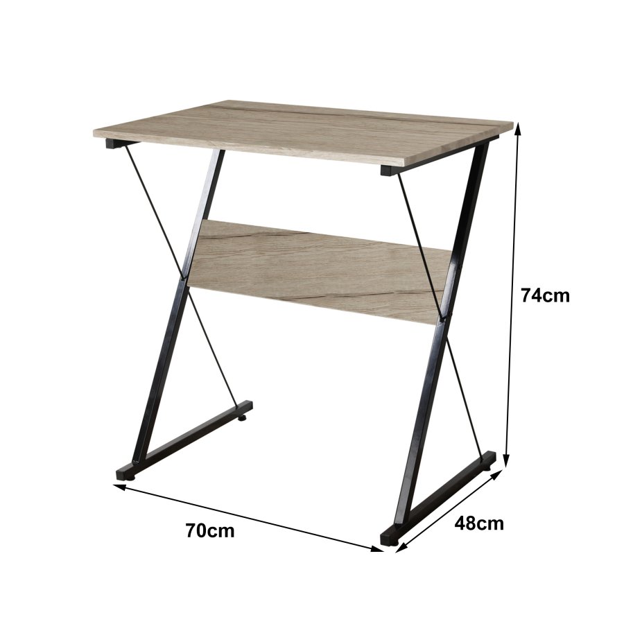 NORDLYS Detroit skrivebord, rektangulr - brun tr og sort metal (70x48)