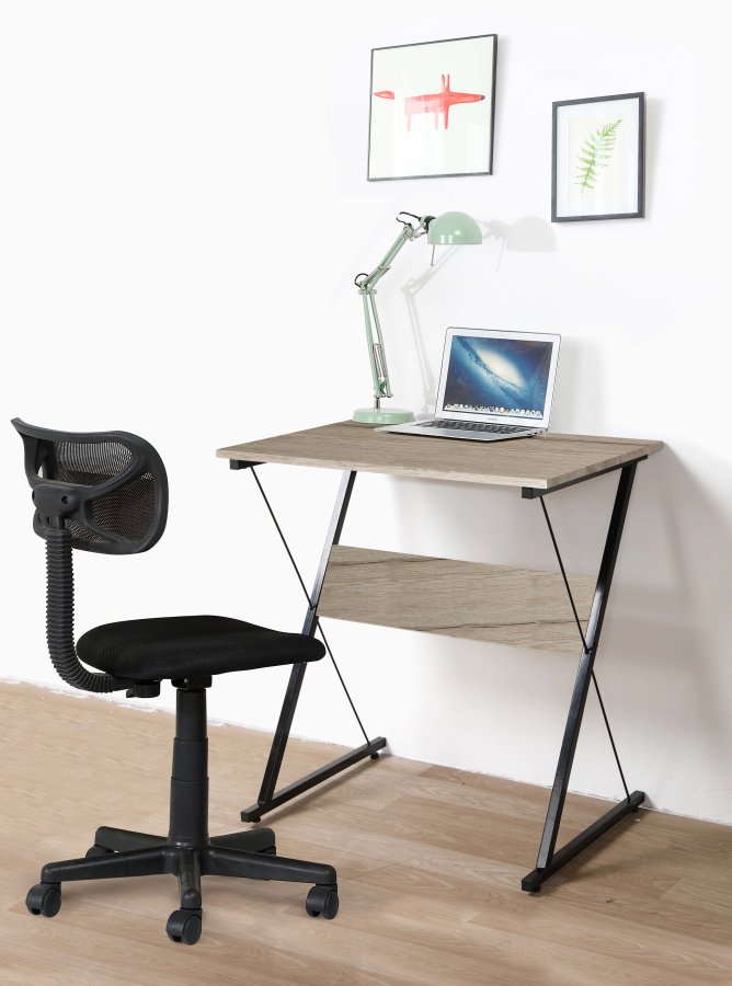 NORDLYS Detroit skrivebord, rektangulr - brun tr og sort metal (70x48)