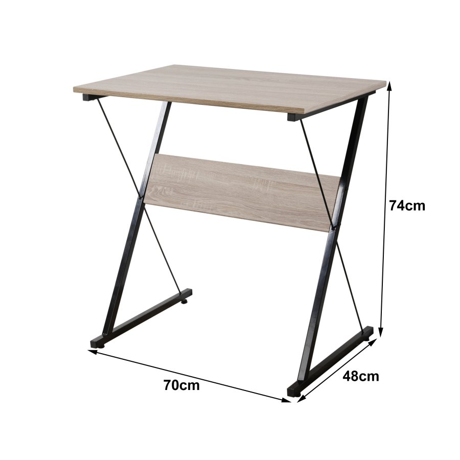 NORDLYS Detroit skrivebord, rektangulr - brun tr og sort metal (70x48)