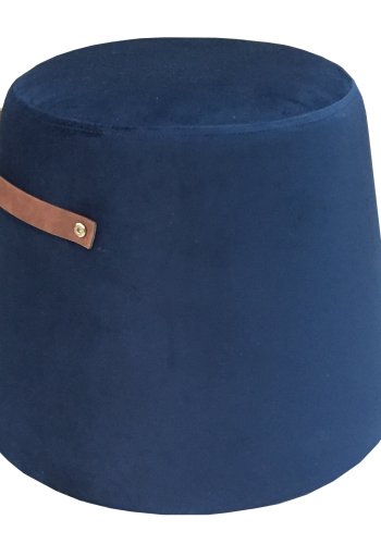 NORDLYS Fudi puf, rund - brun imiteret lder og bl fljl (42)