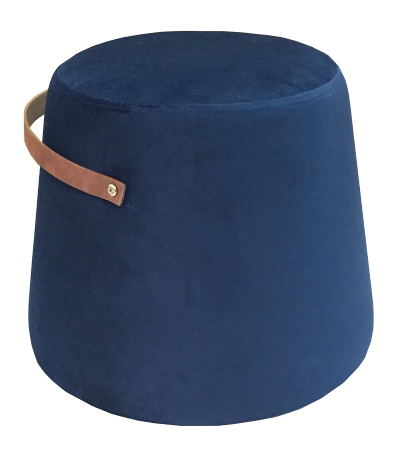 NORDLYS Fudi puf, rund - brun imiteret lder og bl fljl (42)