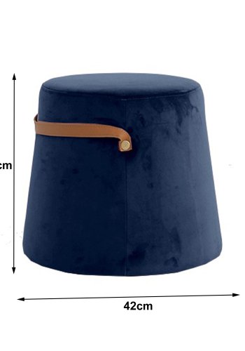 NORDLYS Fudi puf, rund - brun imiteret lder og bl fljl (42)