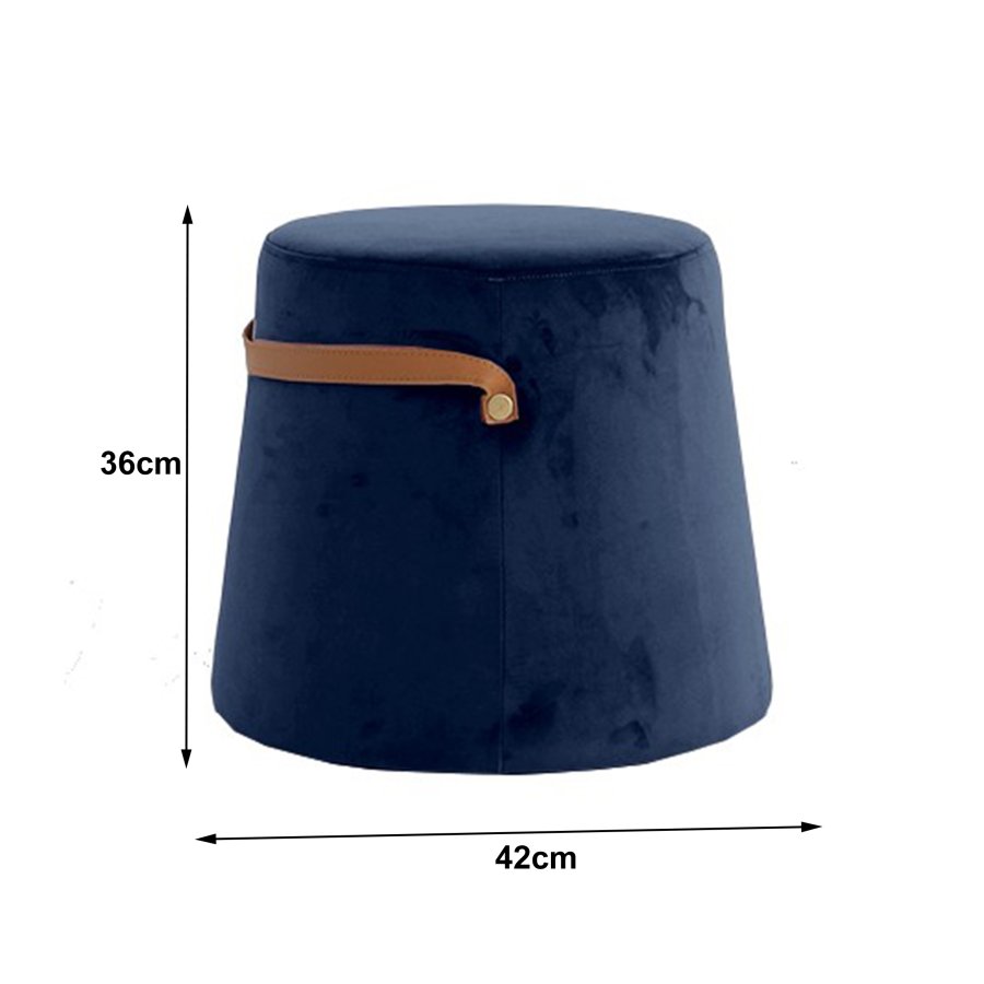 NORDLYS Fudi puf, rund - brun imiteret lder og bl fljl (42)