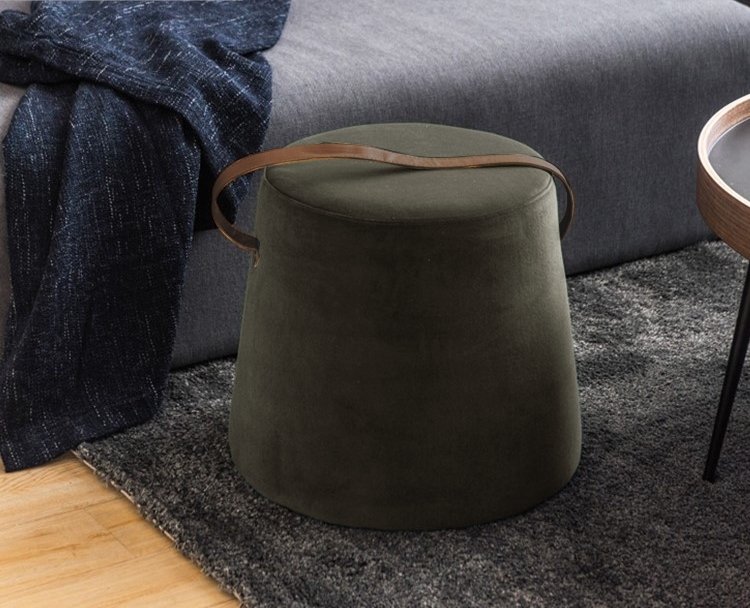  Nordlys  NORDLYS Fudi puf, rund - brun imiteret lder og brun fljl (42)