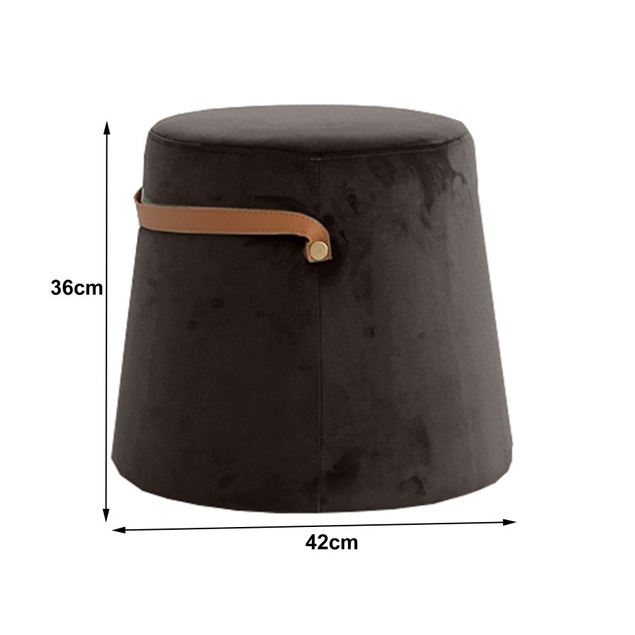  Nordlys  NORDLYS Fudi puf, rund - brun imiteret lder og brun fljl (42)