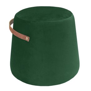 NORDLYS Fudi puf, rund - brun imiteret lder og grn fljl (42)