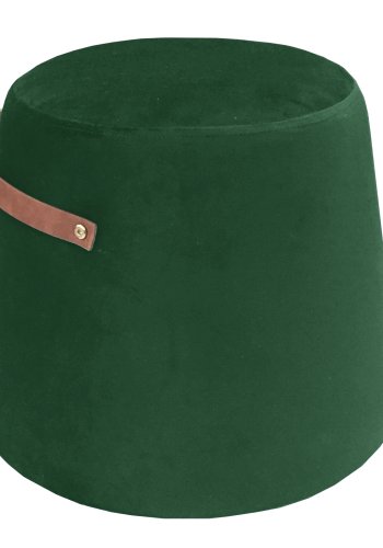 NORDLYS Fudi puf, rund - brun imiteret lder og grn fljl (42)