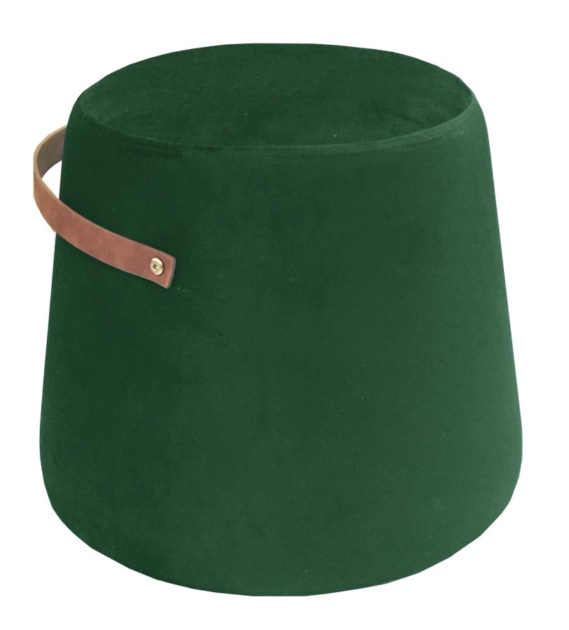 NORDLYS Fudi puf, rund - brun imiteret lder og grn fljl (42)