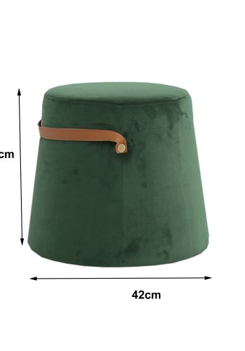 NORDLYS Fudi puf, rund - brun imiteret lder og grn fljl (42)