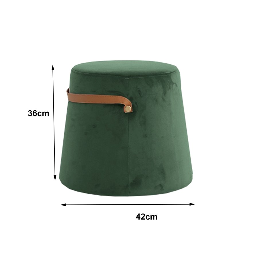 NORDLYS Fudi puf, rund - brun imiteret lder og grn fljl (42)