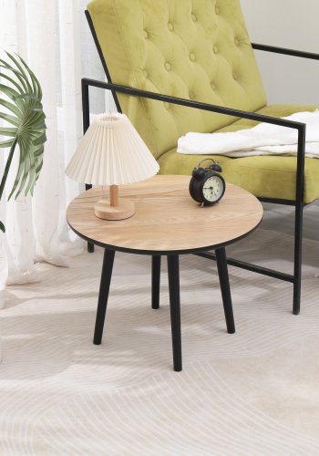 NORDLYS Ginza sidebord, rund - natur og sort fyrretr (50)