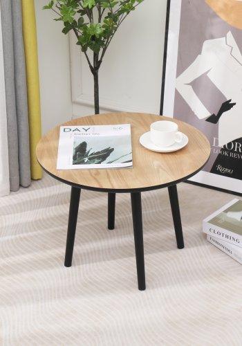 NORDLYS Ginza sidebord, rund - natur og sort fyrretr (50)