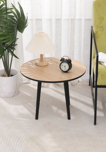 NORDLYS Ginza sidebord, rund - natur og sort fyrretr (50)