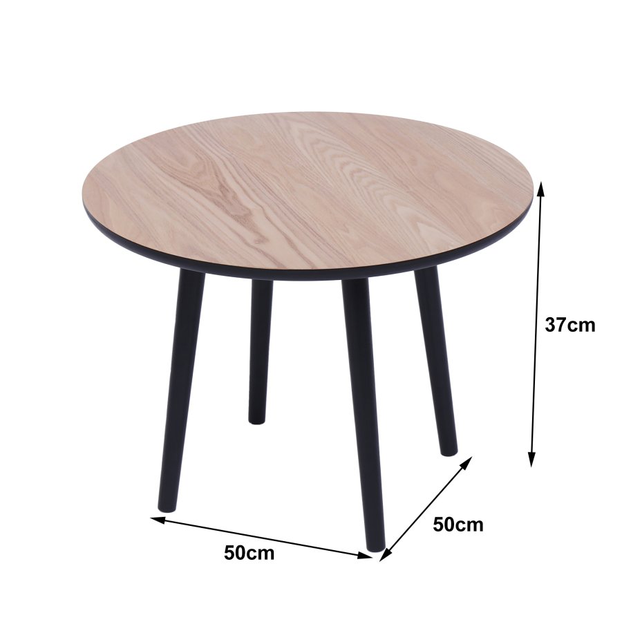 NORDLYS Ginza sidebord, rund - natur og sort fyrretr (50)